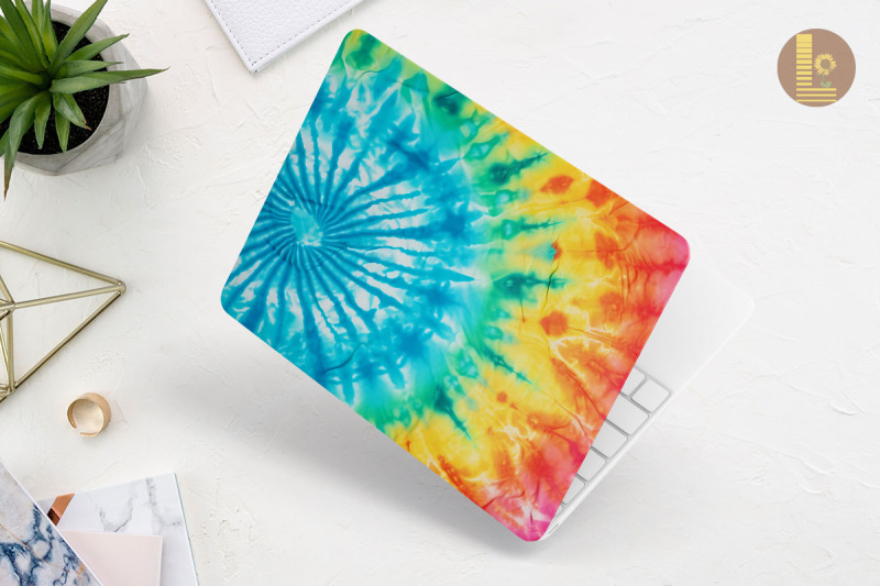 teal-rainbow-tie-dye-laptop-skin