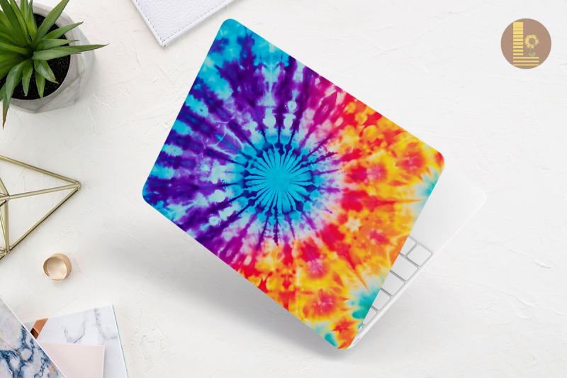 teal-rainbow-tie-dye-laptop-skin