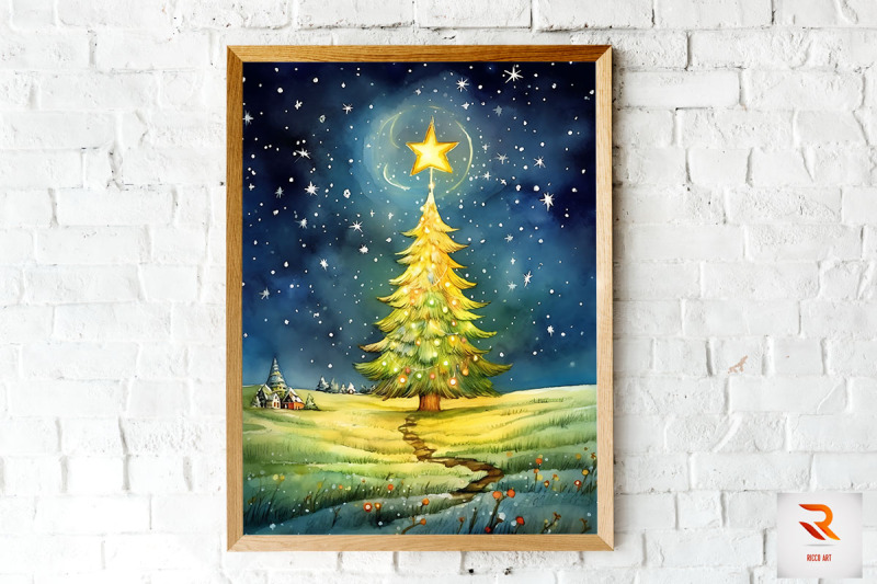 christmas-tree-in-grass-field-wall-art