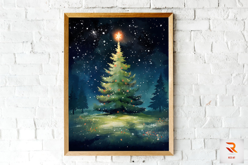 christmas-tree-in-grass-field-wall-art