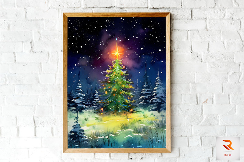 christmas-tree-in-grass-field-wall-art