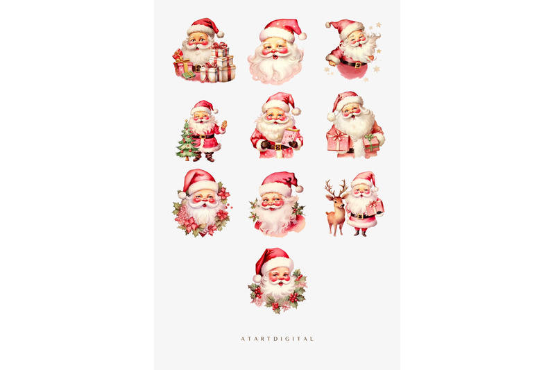 retro-santa-claus-clipart-bundle