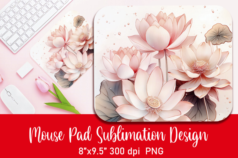 white-lotus-mouse-pad-sublimation-png