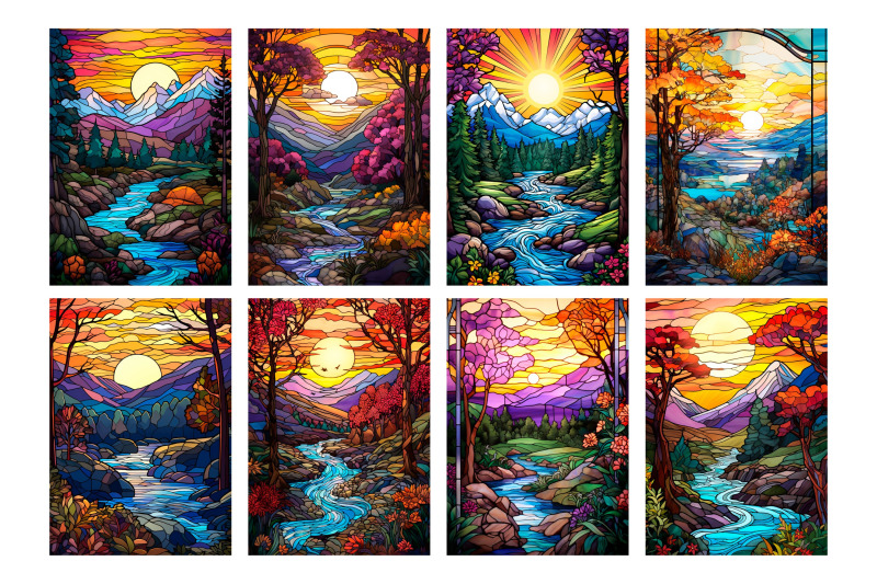 8-stained-glass-nature-posters-cards