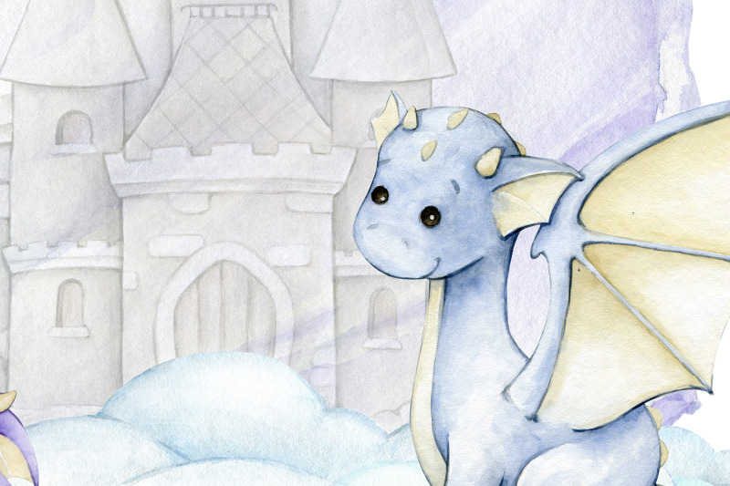cute-dragons-watercolor-clipart-invitation-template-for-a-children-039