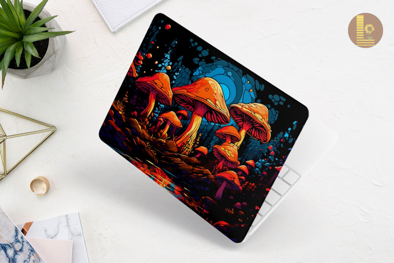 trippy-mushroom-forest-laptop-skin