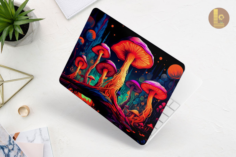 trippy-mushroom-forest-laptop-skin