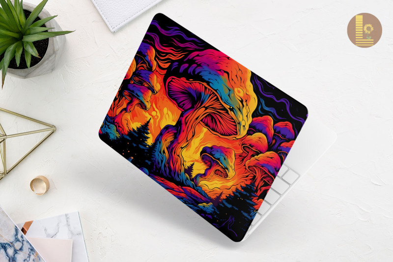 trippy-mushroom-forest-laptop-skin