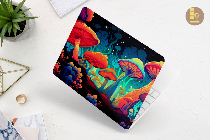 trippy-mushroom-forest-laptop-skin