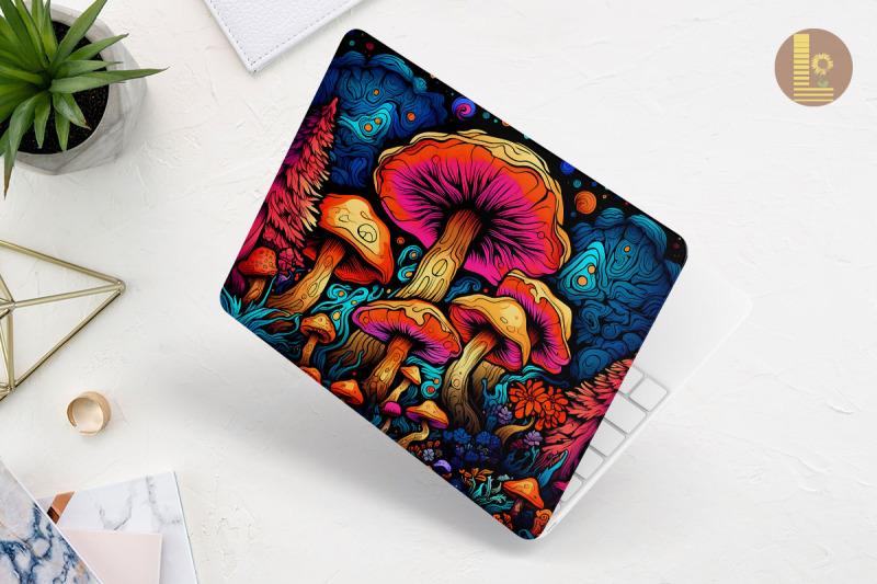 trippy-mushroom-forest-laptop-skin