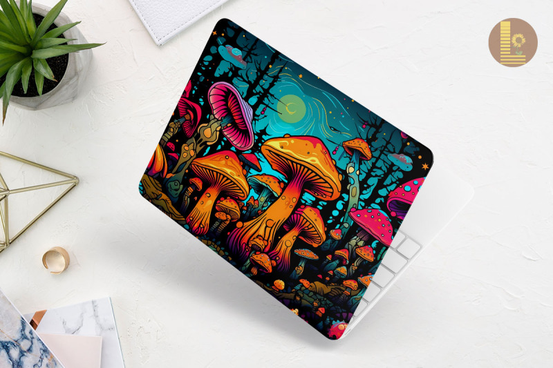 trippy-mushroom-forest-laptop-skin