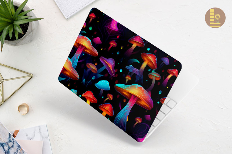 seamless-magic-mushroom-laptop-skin
