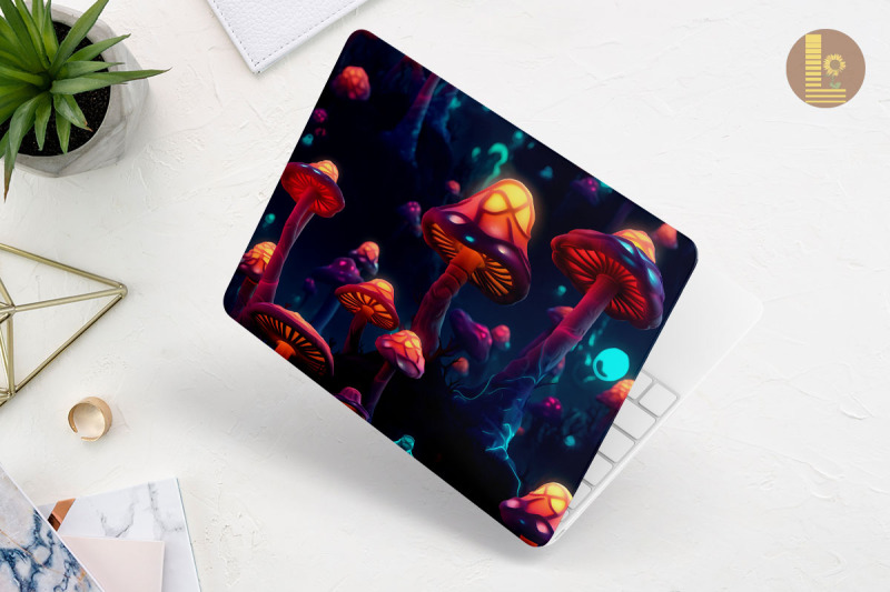 seamless-magic-mushroom-laptop-skin