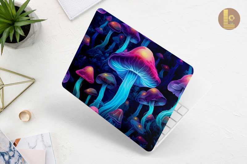 bioluminescent-mushroom-seamless-pattern