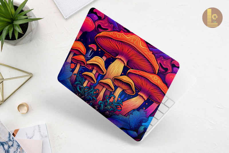 colorful-whimsical-mushroom-laptop-skin