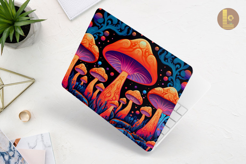 colorful-whimsical-mushroom-laptop-skin