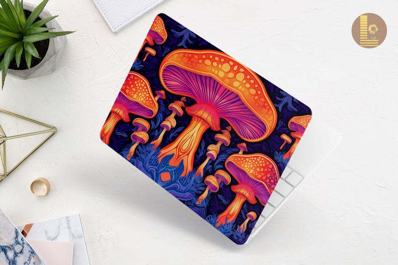 colorful-whimsical-mushroom-laptop-skin