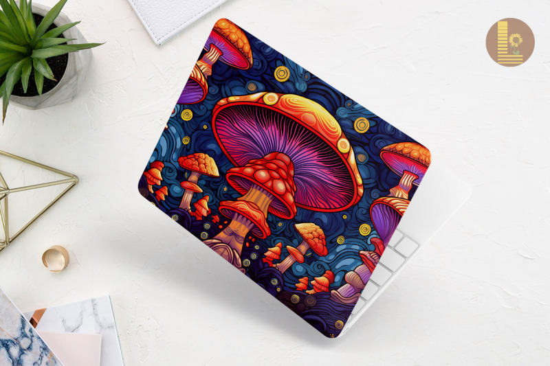 colorful-whimsical-mushroom-laptop-skin