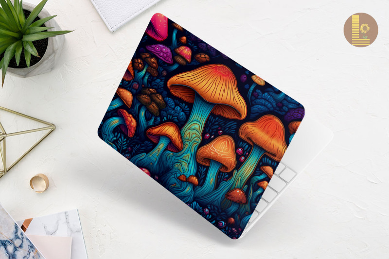 colorful-whimsical-mushroom-laptop-skin