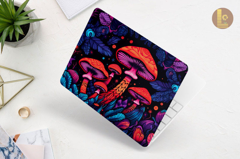 colorful-whimsical-mushroom-laptop-skin