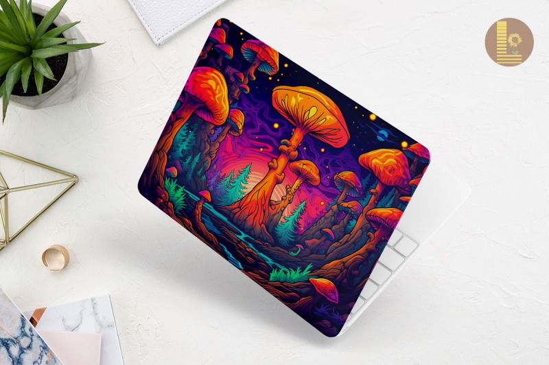 colorful-whimsical-mushroom-laptop-skin