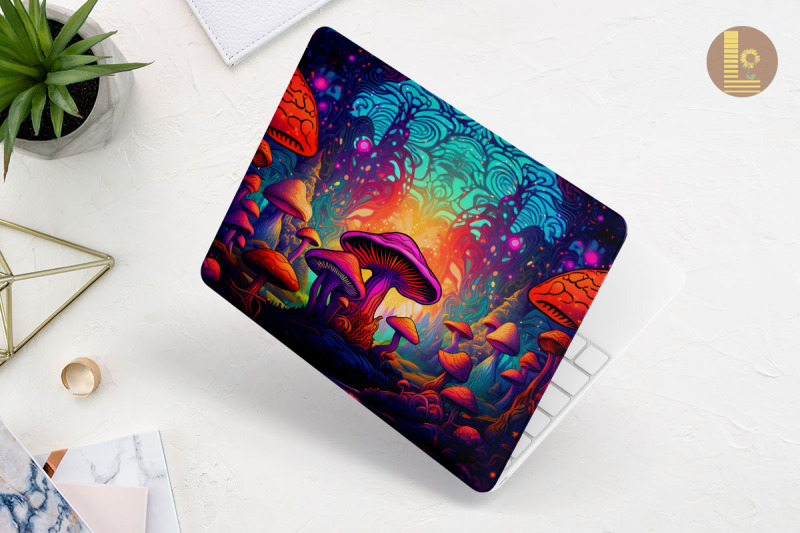 colorful-whimsical-mushroom-laptop-skin