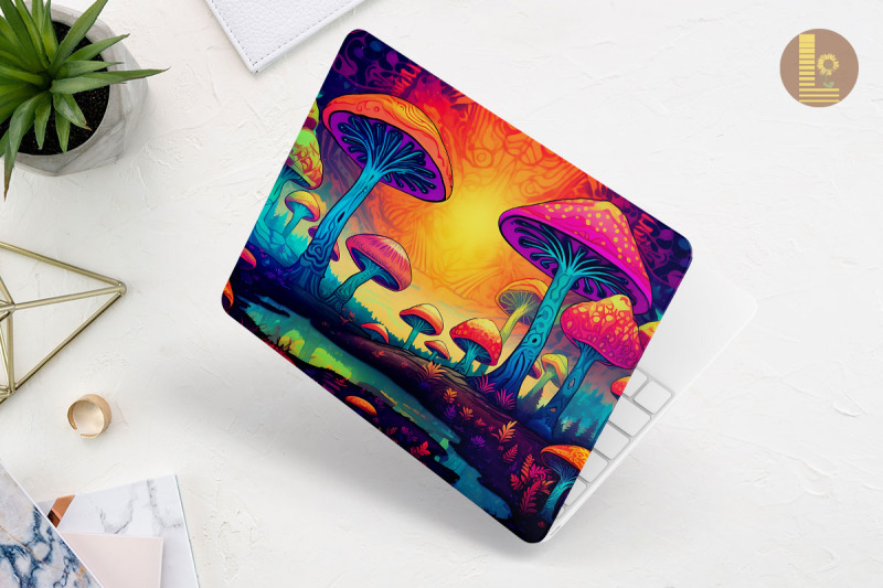 colorful-whimsical-mushroom-laptop-skin