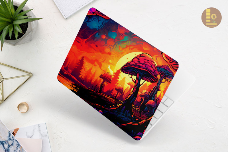 colorful-whimsical-mushroom-laptop-skin