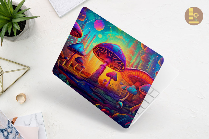 colorful-whimsical-mushroom-laptop-skin