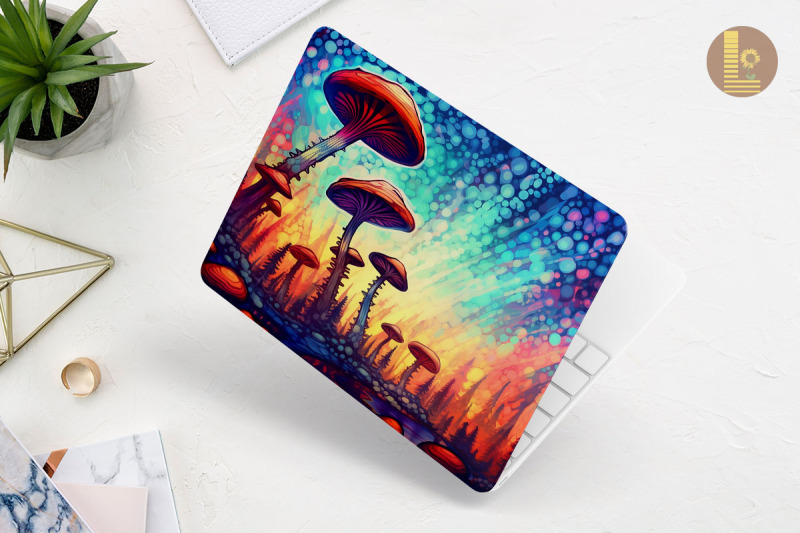 colorful-whimsical-mushroom-laptop-skin