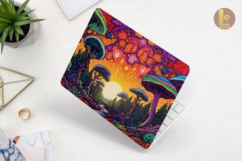 colorful-whimsical-mushroom-laptop-skin