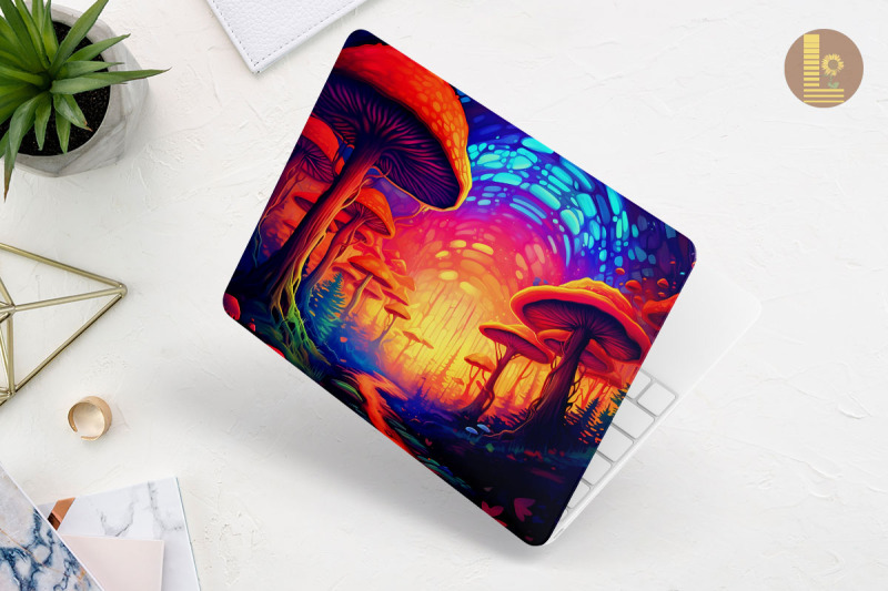 colorful-whimsical-mushroom-laptop-skin