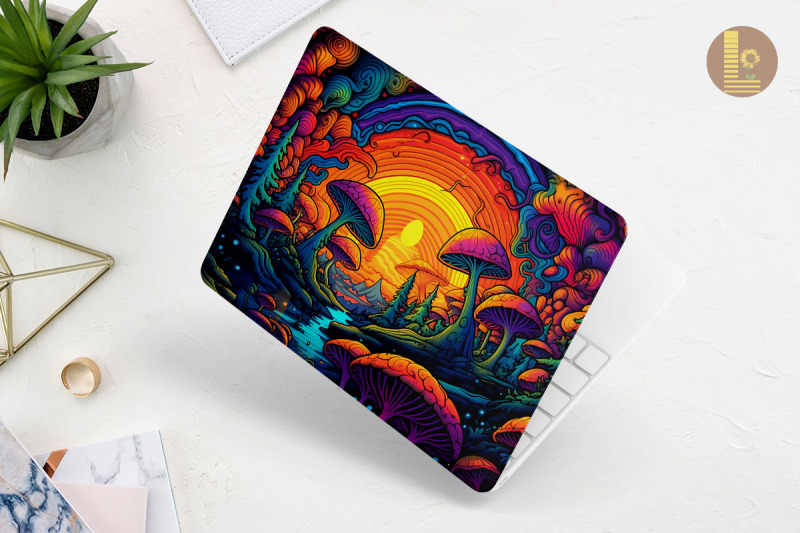 colorful-whimsical-mushroom-laptop-skin