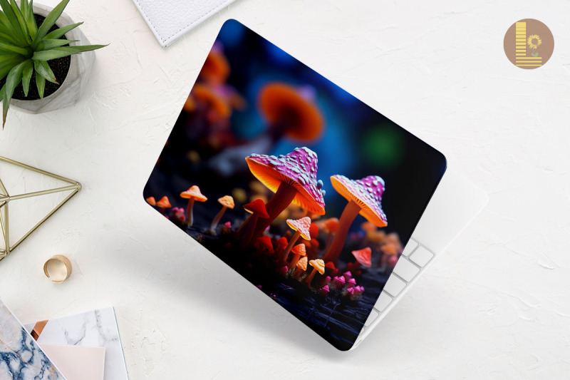 realistic-tiny-mushroom-laptop-skin