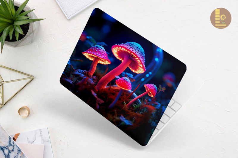 realistic-tiny-mushroom-laptop-skin