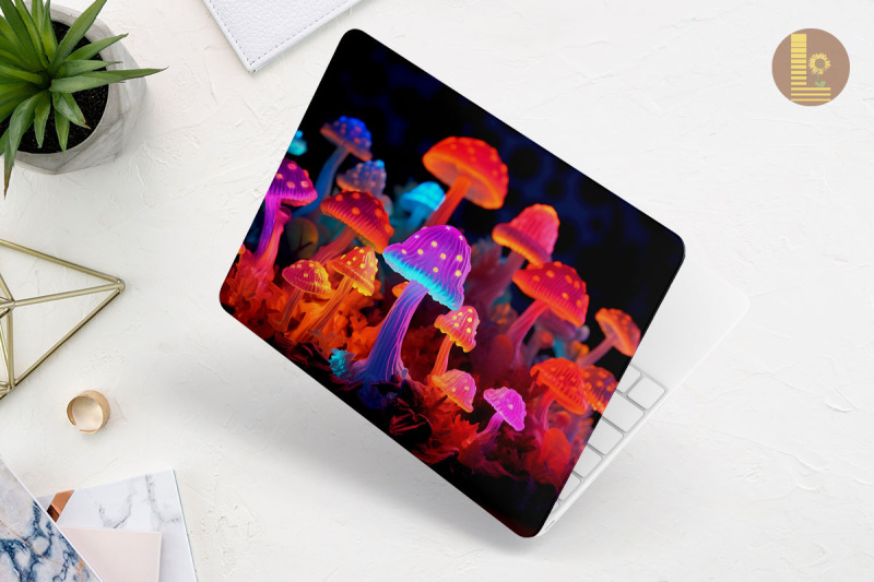 realistic-tiny-mushroom-laptop-skin