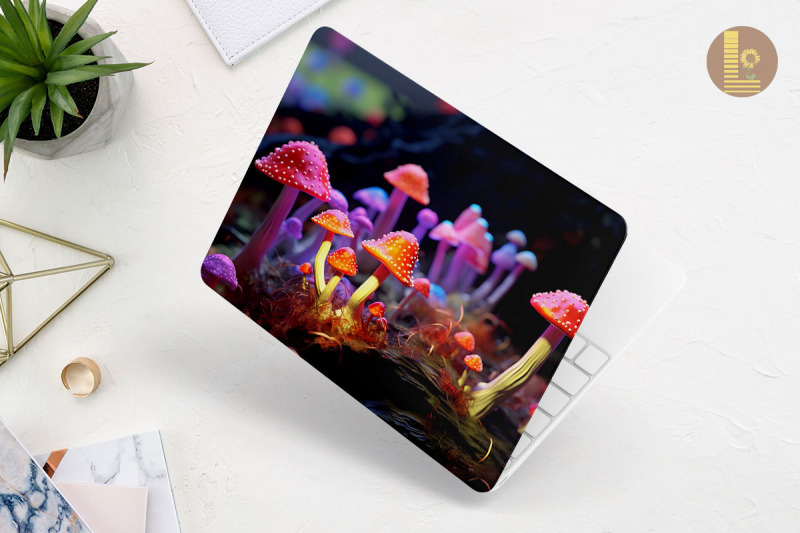 realistic-tiny-mushroom-laptop-skin