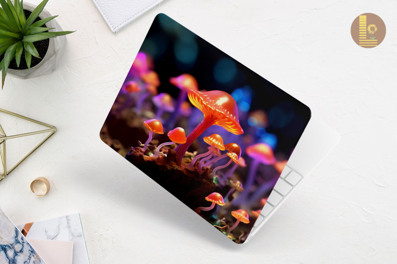 realistic-tiny-mushroom-laptop-skin