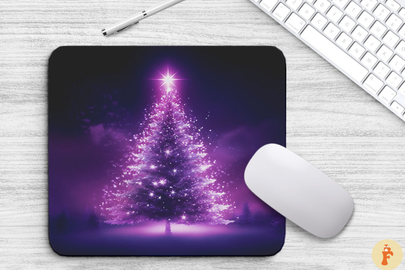 mystic-purple-christmas-tree-mouse-pad