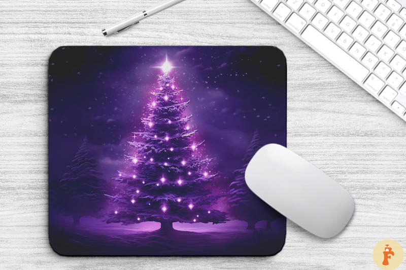 mystic-purple-christmas-tree-mouse-pad