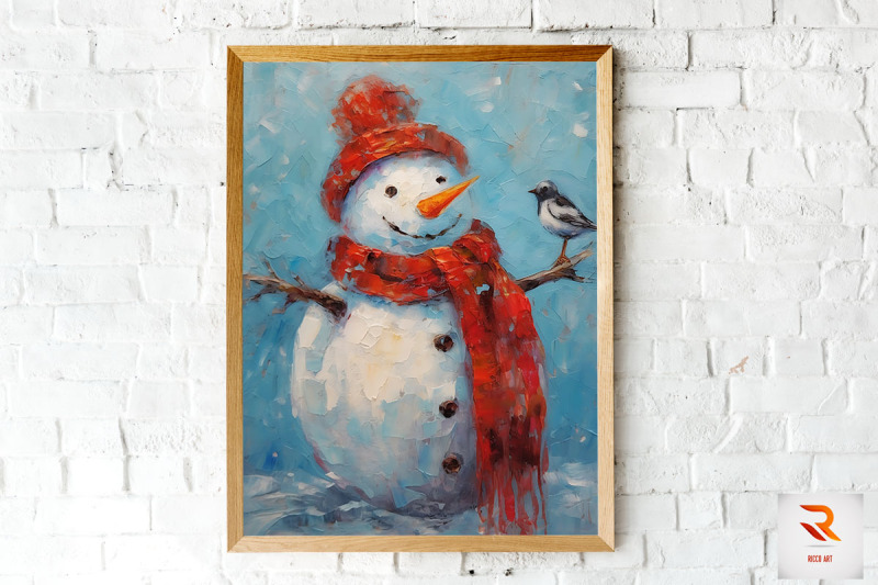 painting-snowman-with-red-scarf-wall-art
