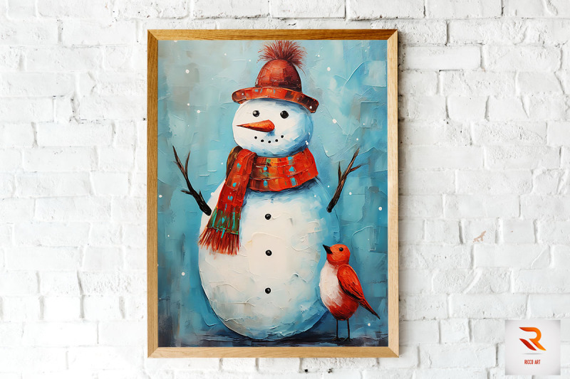 painting-snowman-with-red-scarf-wall-art