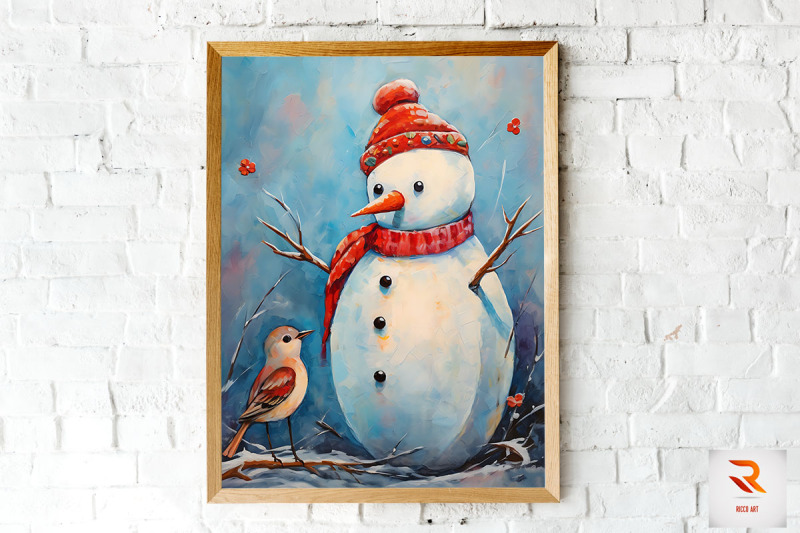 painting-snowman-with-red-scarf-wall-art