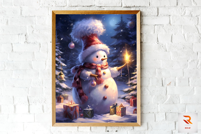 cute-snowman-in-santa-hat-wall-art