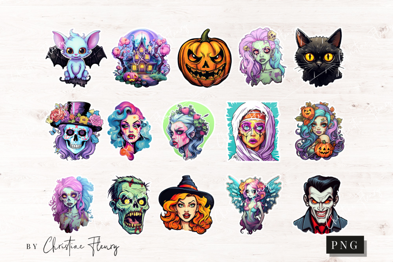 pop-art-halloween-sticker-png-bundle