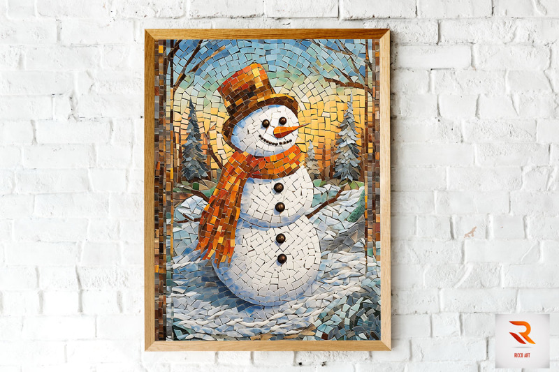 mosaic-style-snowman-wall-art