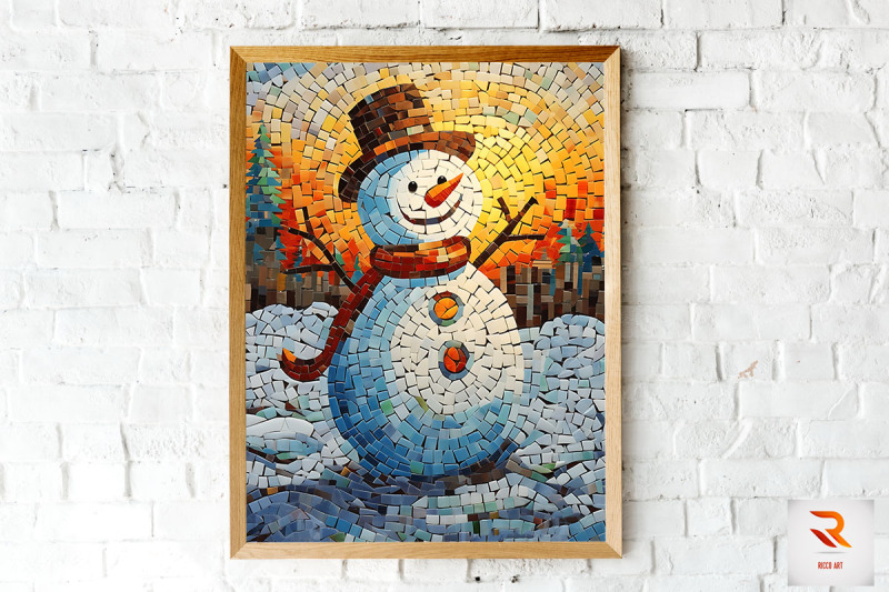 mosaic-style-snowman-wall-art
