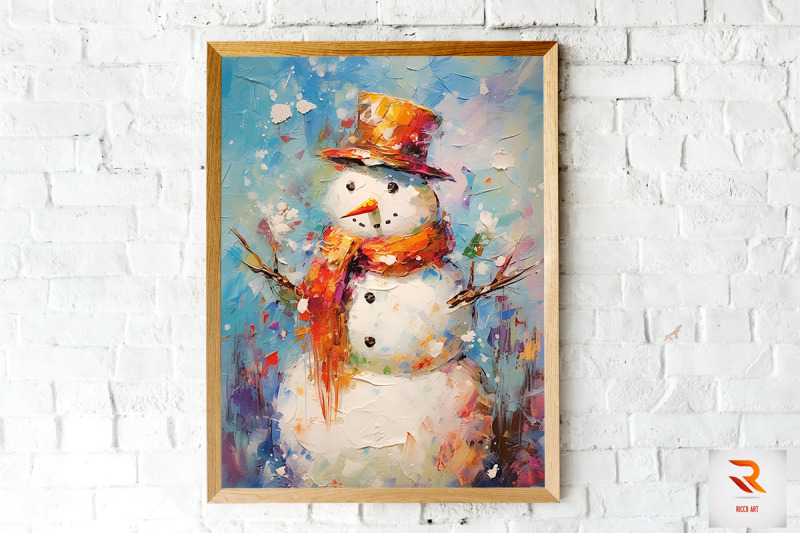 snowman-abstract-oil-painting-wall-art