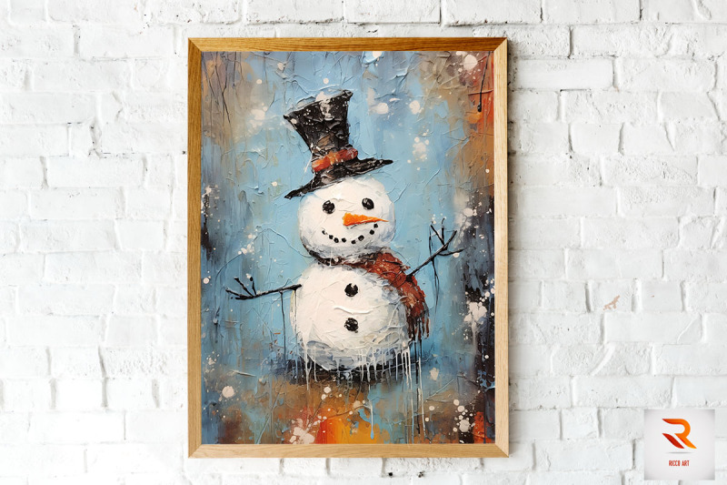 snowman-abstract-oil-painting-wall-art
