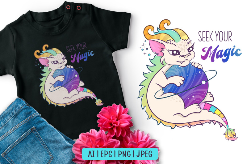 kawaii-rainbow-dragon-with-planet-sublimation-design